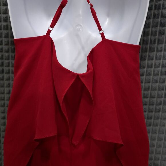 Y2K BCBG Red Ruffle Dress Sm 90s Sun Romantic Coquette Cowpunk Fairy Flowy Boho - Picture 14 of 16